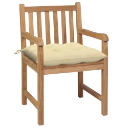 vidaXL Gartenstühle 2 Stk. mit Cremeweißen Kissen Massivholz Teak