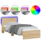 vidaXL Bettgestell mit Kopfteil und LED-Leuchten Sonoma-Eiche 90x200cm vidaXL Bettgestell mit Kopfteil und LED-Leuchten Sonoma-Eiche 90x200cm