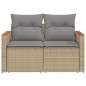 vidaXL Gartensofa mit Kissen 2-Sitzer Beige Poly Rattan vidaXL Gartensofa mit Kissen 2-Sitzer Beige Poly Rattan