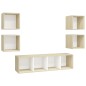 vidaXL 5-tlg. TV-Schrank-Set Weiß Sonoma-Eiche Holzwerkstoff vidaXL 5-tlg. TV-Schrank-Set Weiß Sonoma-Eiche Holzwerkstoff
