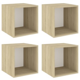 vidaXL Wandschränke 4 Stk. Weiß Sonoma-Eiche 37x37x37 cm Holzwerkstoff