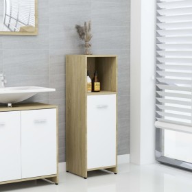 vidaXL Badezimmerschrank Weiß Sonoma-Eiche 30x30x95 cm Holzwerkstoff