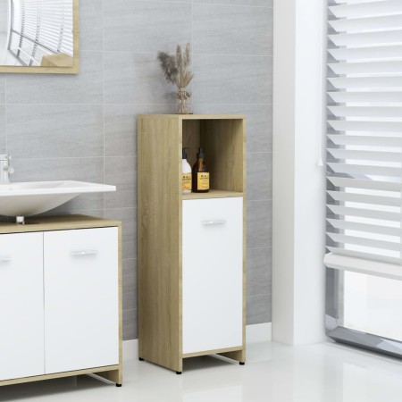 vidaXL Badezimmerschrank Weiß Sonoma-Eiche 30x30x95 cm Holzwerkstoff