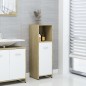 vidaXL Badezimmerschrank Weiß Sonoma-Eiche 30x30x95 cm Holzwerkstoff