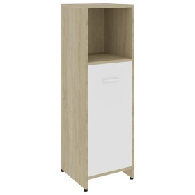 vidaXL Badezimmerschrank Weiß Sonoma-Eiche 30x30x95 cm Holzwerkstoff