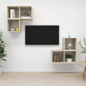 vidaXL 4-tlg. TV-Schrank-Set Sonoma-Eiche Holzwerkstoff