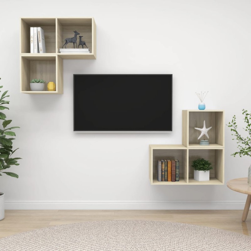 vidaXL 4-tlg. TV-Schrank-Set Sonoma-Eiche Holzwerkstoff vidaXL 4-tlg. TV-Schrank-Set Sonoma-Eiche Holzwerkstoff