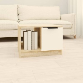vidaXL Couchtisch Weiß und Sonoma-Eiche 50x50x36 cm Holzwerkstoff