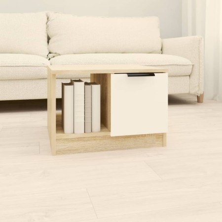 vidaXL Couchtisch Weiß und Sonoma-Eiche 50x50x36 cm Holzwerkstoff