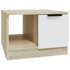 vidaXL Couchtisch Weiß und Sonoma-Eiche 50x50x36 cm Holzwerkstoff