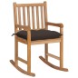 Schaukelstuhl mit Taupe Kissen Massivholz Teak Schaukelstuhl mit Taupe Kissen Massivholz Teak