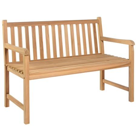 Gartenbank mit Hellgrüner Auflage 120 cm Massivholz Teak