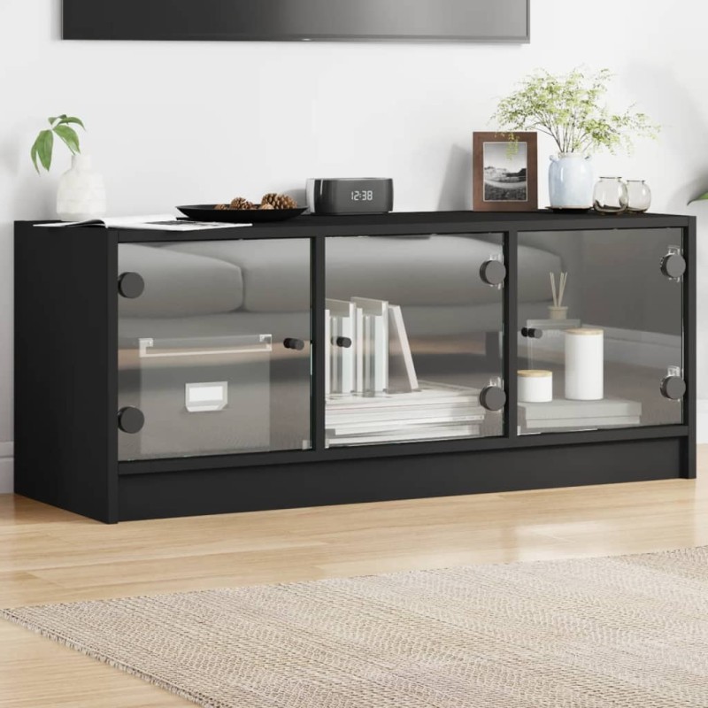 vidaXL TV-Schrank mit Glastüren Schwarz 102x37x42 cm vidaXL TV-Schrank mit Glastüren Schwarz 102x37x42 cm