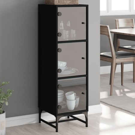 vidaXL Highboard mit Glastüren Schwarz 35x37x120 cm