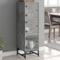 vidaXL Highboard mit Glastüren Betongrau 35x37x120 cm vidaXL Highboard mit Glastüren Betongrau 35x37x120 cm