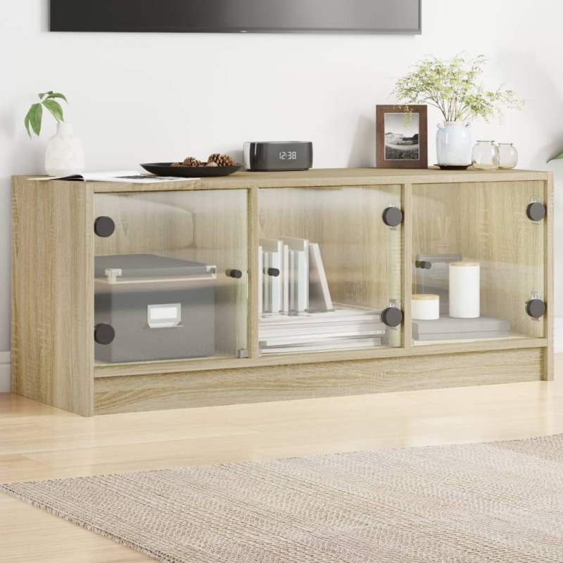 vidaXL TV-Schrank mit Glastüren Sonoma-Eiche 102x37x42 cm vidaXL TV-Schrank mit Glastüren Sonoma-Eiche 102x37x42 cm