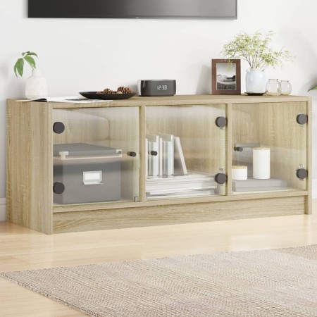 vidaXL TV-Schrank mit Glastüren Sonoma-Eiche 102x37x42 cm