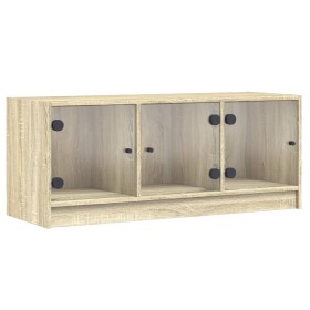 vidaXL TV-Schrank mit Glastüren Sonoma-Eiche 102x37x42 cm