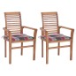 Essstühle 2 Stk. Rote Karomuster-Kissen Massivholz Teak Essstühle 2 Stk. Rote Karomuster-Kissen Massivholz Teak