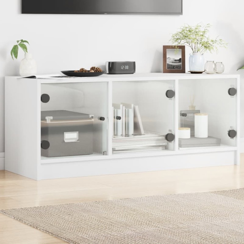 vidaXL TV-Schrank mit Glastüren Weiß 102x37x42 cm vidaXL TV-Schrank mit Glastüren Weiß 102x37x42 cm