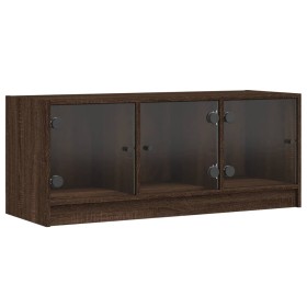 vidaXL TV-Schrank mit Glastüren Braun Eichen-Optik 102x37x42 cm
