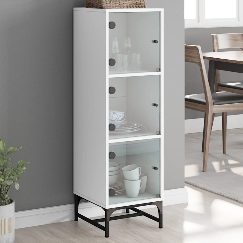 vidaXL Highboard mit Glastüren Weiß 35x37x120 cm vidaXL Highboard mit Glastüren Weiß 35x37x120 cm