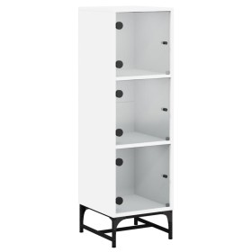 vidaXL Highboard mit Glastüren Weiß 35x37x120 cm