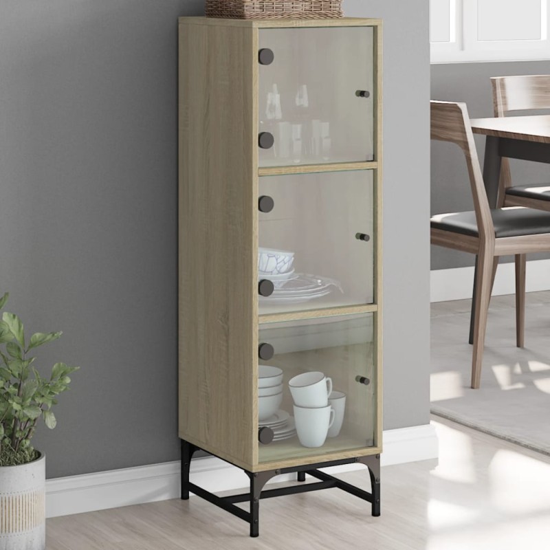 vidaXL Highboard mit Glastüren Sonoma-Eiche 35x37x120 cm vidaXL Highboard mit Glastüren Sonoma-Eiche 35x37x120 cm