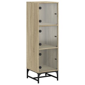 vidaXL Highboard mit Glastüren Sonoma-Eiche 35x37x120 cm