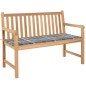 Gartenbank Graue Karomuster-Auflage 120 cm Massivholz Teak Gartenbank Graue Karomuster-Auflage 120 cm Massivholz Teak