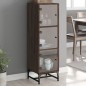 vidaXL Highboard mit Glastüren Braun Eichen-Optik 35x37x120 cm vidaXL Highboard mit Glastüren Braun Eichen-Optik 35x37x120 cm