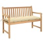 Gartenbank mit Cremeweißer Auflage 120 cm Massivholz Teak Gartenbank mit Cremeweißer Auflage 120 cm Massivholz Teak