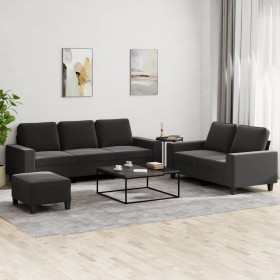 vidaXL 3-tlg. Sofagarnitur Schwarz Stoff