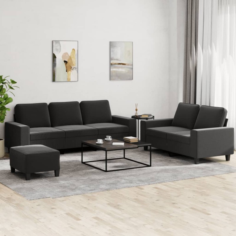 vidaXL 3-tlg. Sofagarnitur Schwarz Stoff vidaXL 3-tlg. Sofagarnitur Schwarz Stoff