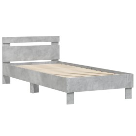 vidaXL Bettgestell mit Kopfteil Betongrau 90x190 cm Holzwerkstoff