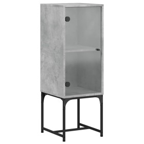 vidaXL Beistellschrank mit Glastür Betongrau 35x37x100 cm