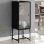 vidaXL Beistellschrank mit Glastür Schwarz 35x37x100 cm vidaXL Beistellschrank mit Glastür Schwarz 35x37x100 cm