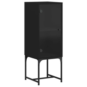 vidaXL Beistellschrank mit Glastür Schwarz 35x37x100 cm