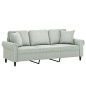 vidaXL 3-Sitzer-Sofa mit Zierkissen Hellgrau 180 cm Samt vidaXL 3-Sitzer-Sofa mit Zierkissen Hellgrau 180 cm Samt