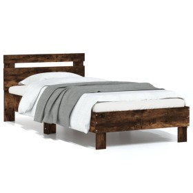 vidaXL Bettgestell mit Kopfteil Räuchereiche 90x190 cm Holzwerkstoff