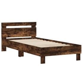 vidaXL Bettgestell mit Kopfteil Räuchereiche 90x190 cm Holzwerkstoff