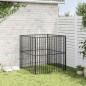 vidaXL Hundelaufstall 4-tlg. Schwarz Verzinkter Stahl vidaXL Hundelaufstall 4-tlg. Schwarz Verzinkter Stahl