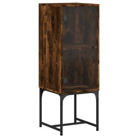 vidaXL Beistellschrank mit Glastür Räuchereiche 35x37x100 cm