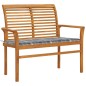vidaXL Gartenbank Graue Karomuster-Auflage 112 cm Massivholz Teak vidaXL Gartenbank Graue Karomuster-Auflage 112 cm Massivholz Teak
