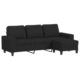 vidaXL 3-Sitzer-Sofa mit Hocker Schwarz 180 cm Stoff