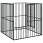 vidaXL Hundelaufstall 4-tlg. Schwarz Verzinkter Stahl vidaXL Hundelaufstall 4-tlg. Schwarz Verzinkter Stahl