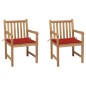 Gartenstühle 2 Stk. mit Roten Kissen Massivholz Teak Gartenstühle 2 Stk. mit Roten Kissen Massivholz Teak