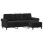 vidaXL 3-Sitzer-Sofa mit Hocker Schwarz 180 cm Samt vidaXL 3-Sitzer-Sofa mit Hocker Schwarz 180 cm Samt