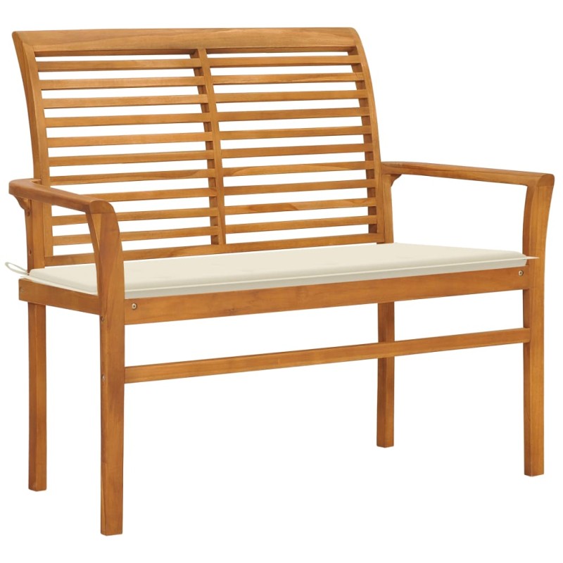 Gartenbank mit Cremeweißer Auflage 112 cm Massivholz Teak Gartenbank mit Cremeweißer Auflage 112 cm Massivholz Teak