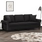 vidaXL 3-Sitzer-Sofa mit Zierkissen Schwarz 180 cm Samt vidaXL 3-Sitzer-Sofa mit Zierkissen Schwarz 180 cm Samt